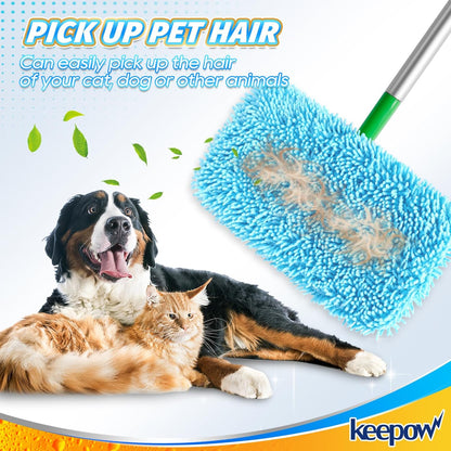 KEEPOW Reusable Dry Sweeping Cloths Microfiber Wet Pads Compatible with Swiffer Sweeper Mop and Sweep & Mop Deluxe, Replacement Mopping Pad Refills for Hardwood Floor Cleaning (2 Pack)