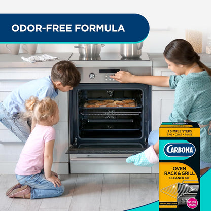 Carbona Oven Rack & Grill Cleaner Kit, Includes Bag & Gloves, Eliminates Thick Grease, Grime & Baked-On Food, Unscented Formula