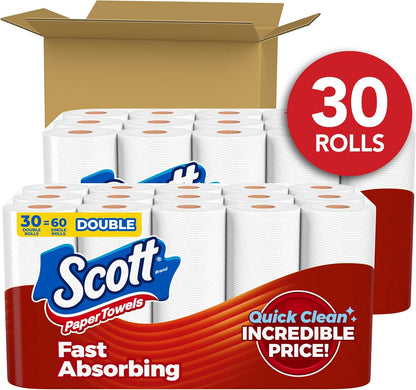 Scott Paper Towels, Choose-A-Sheet, 6 Double Rolls = 12 Regular Rolls (108 Sheets Per Roll)