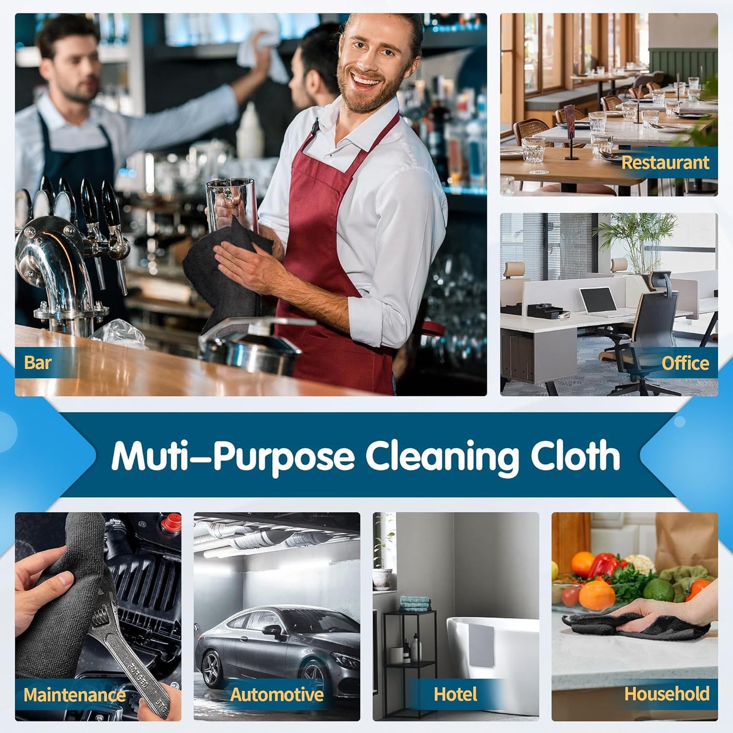 FIXSMITH Microfiber Cleaning Cloth - Pack of 8, Size: 12 x 16 in, Multi-Functional Cleaning Towels, Highly Absorbent Cleaning Rags, Lint-Free, Streak-Free Cleaning Cloths for Car Kitchen Home