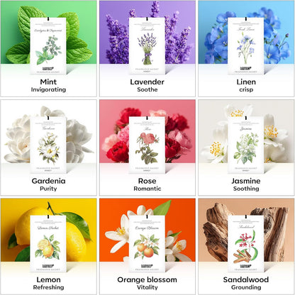 MYARO 12 Pack Fresh Linen Scented Sachets for Drawer, Closet & Car Air Freshener Bags | Odor Eliminator & Fabric Refresher | Crisp, Clean Home Fragrance Gift Set