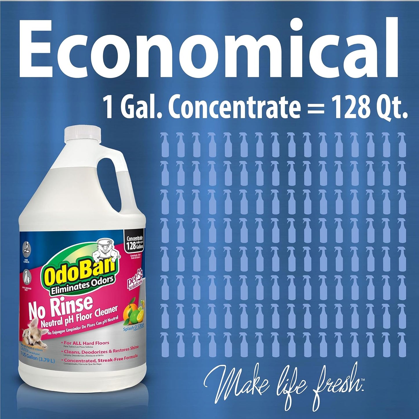 OdoBan Pet Solutions Oxy Stain Remover, Made in the USA, 2-Pack, 32 Ounce Sprays Each, and Neutral pH Floor Cleaner Concentrate, 1 Gallon