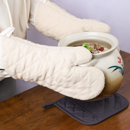 ARCLIBER Oven Mitts 1 Pair of Quilted Terry Cloth Cotton Lining,Extra Long Professional Classic Oven Mitt Heat Resistant Kitchen Oven Gloves,16 Inch
