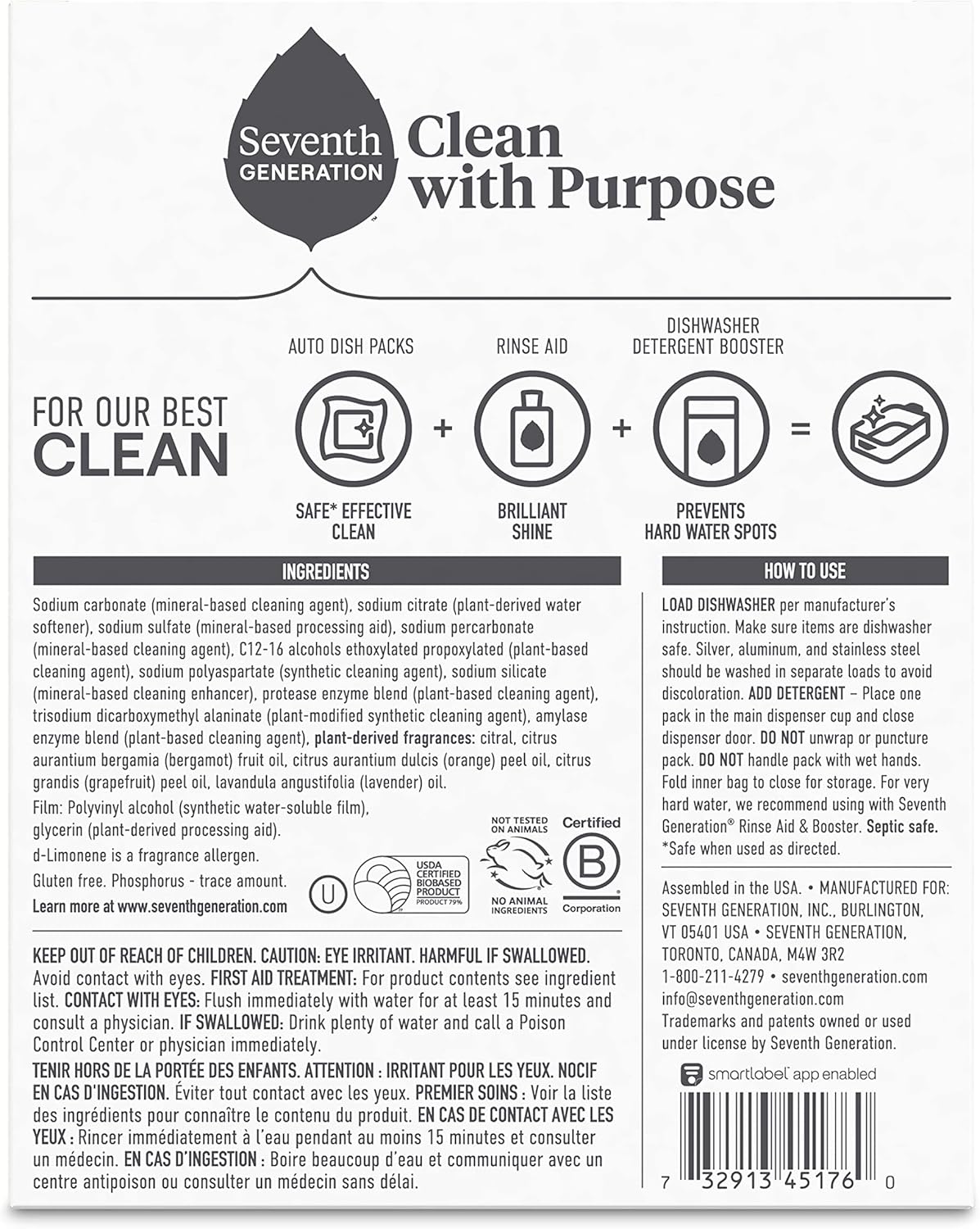 Seventh Generation Power Plus Dishwasher Detergent Packs Fresh Citrus scent Pack of 2 for sparkling dishes Dishwasher tabs 40 count