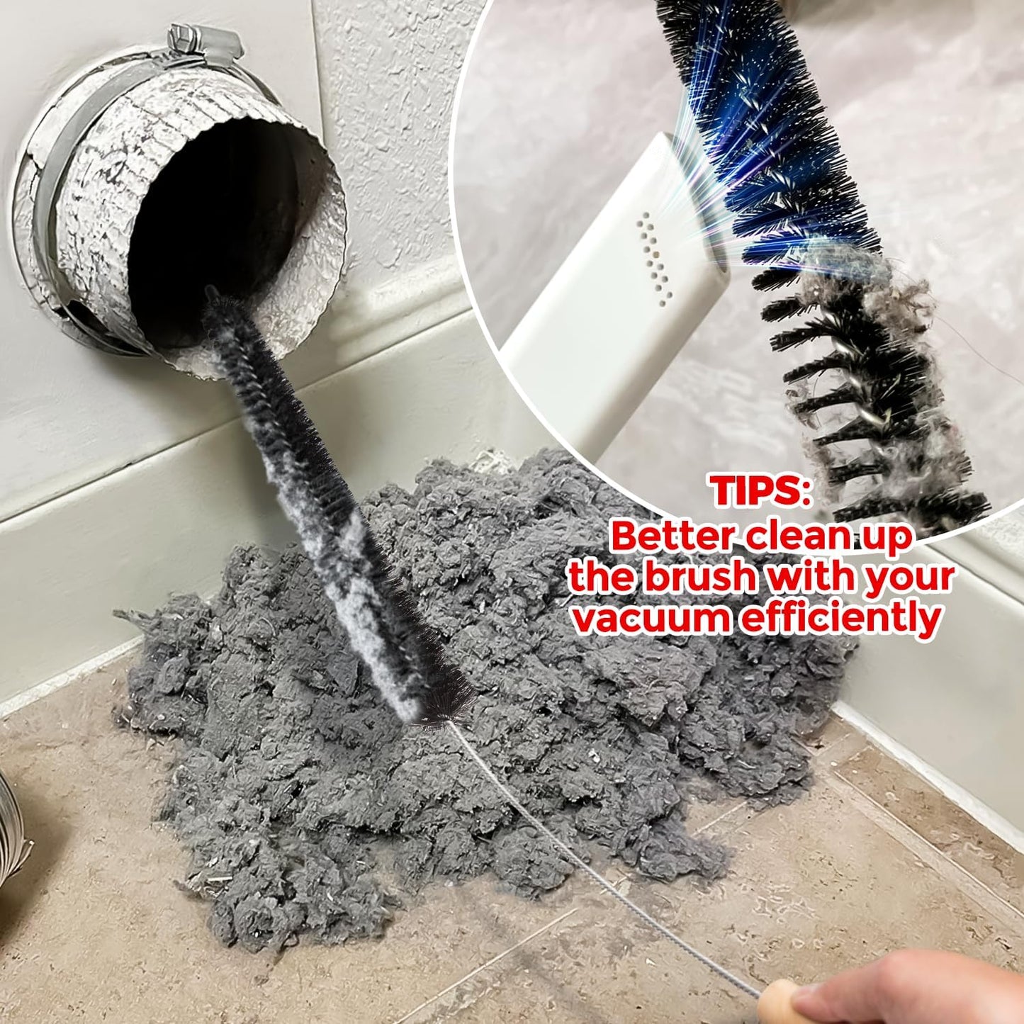Holikme Dryer Vent Cleaner Kit 2 Pack - Household Cleaning Supplies,Long Flexible Refrigerator Coil Brush Radiator Brush,Dryer Lint Brush Home Essentials for Lint Trap Dust Vacuum Brush