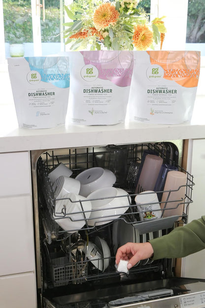 Grab Green Automatic Dishwashing Detergent Pods, 60 Count, Thyme Fig Leaf Scent, Plant and Mineral Based, Superior Cleaning, Powerful Grease Removal, Brilliant Shine