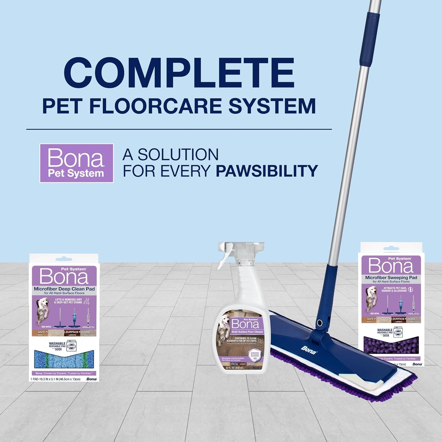Bona Mop Microfiber Cleaning Pad for Hardwood & Hard Surface Floors - Value 3-Pack - For Use With Bona Mops - Dual Zone Cleaning
