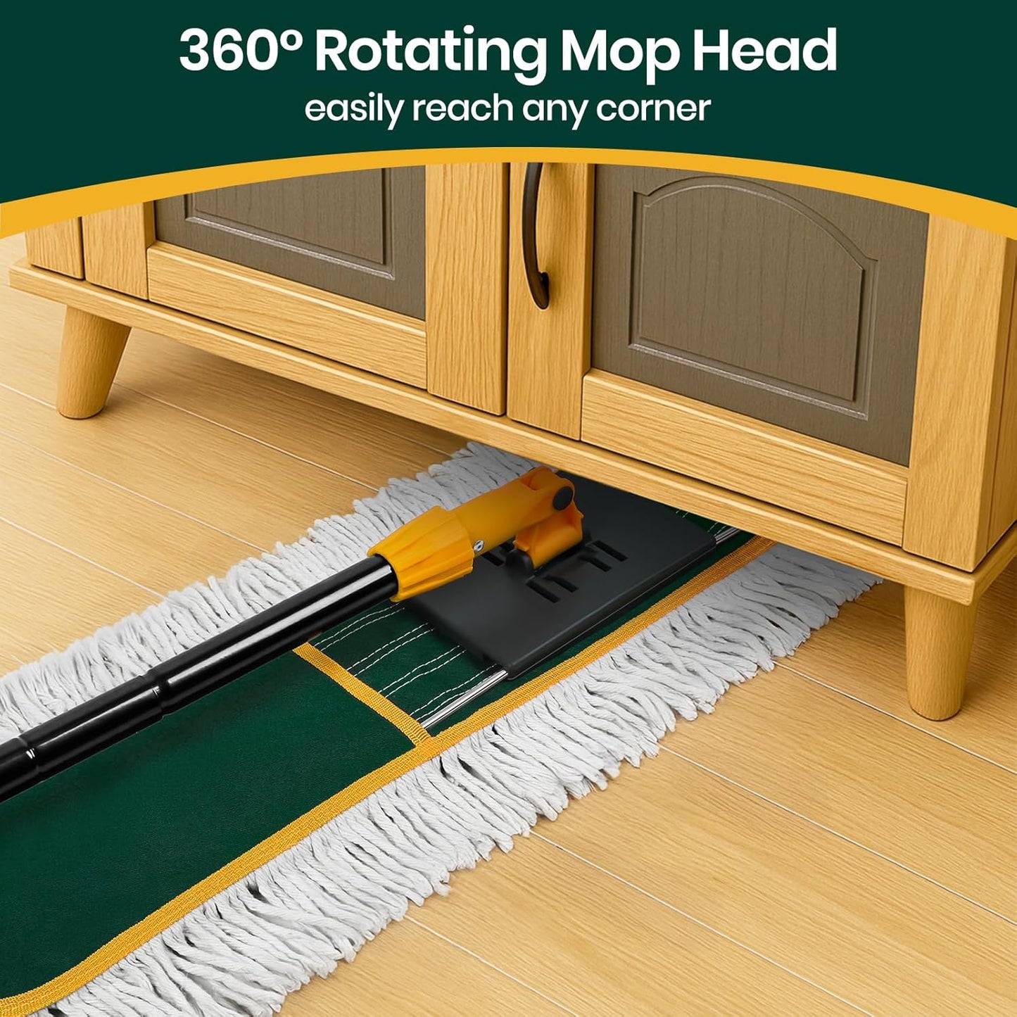 36” Commercial Duster Mops, Extra Large Floor Duster with 2 Replacement Pads, 60” Long Handle Heavy Duty Industrial Wet&Dry Flat Mop for Hardwood Floors, Marble, Laminate, Tile, Concrete, Garage