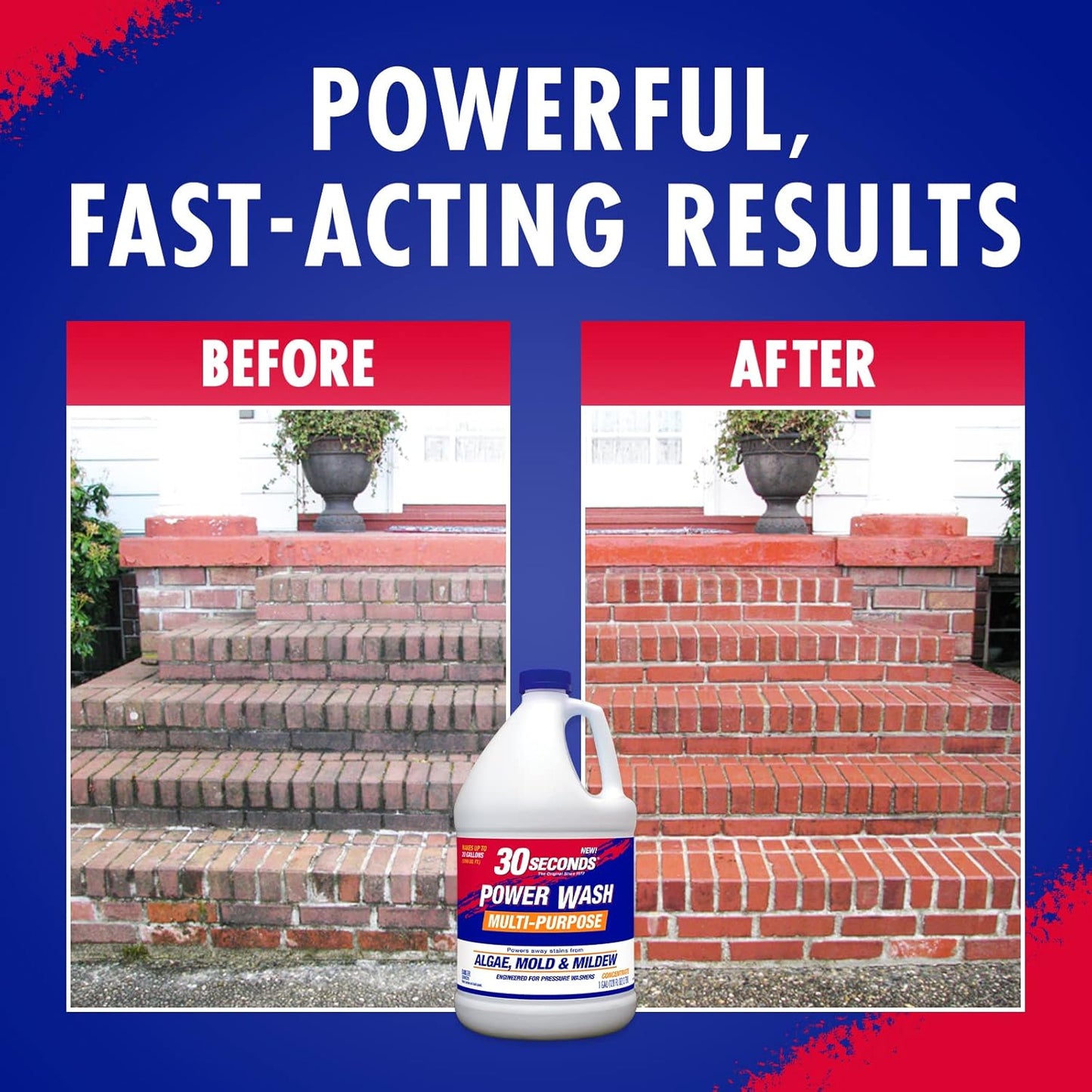 30 SECONDS Pressure Washer Concentrated Cleaner – Power Cleans Stains from Algae, Mold & Mildew, Dirt, Grime – Makes up to 20 Gallons