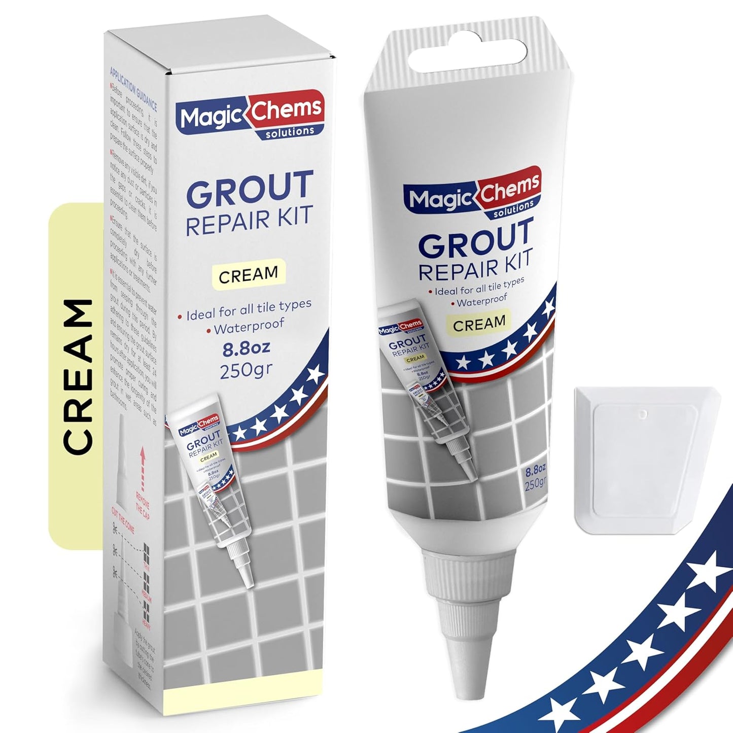Tile Grout Repair, Grey 8.8 oz/250gr. Fast Drying Grout Repair Kit, Grout Filler Tube Repair Kit, Tile Grout Paint, Grout Sealer Restore and Renew Bathroom Floor, Tile Gaps, Joints, Lines