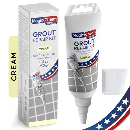 Tile Grout Repair, Grey 8.8 oz/250gr. Fast Drying Grout Repair Kit, Grout Filler Tube Repair Kit, Tile Grout Paint, Grout Sealer Restore and Renew Bathroom Floor, Tile Gaps, Joints, Lines