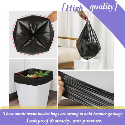 Hommaly 2 Gallon (1.8-2 Gal)120 pcs Small Clear Trash Bags, Strong 1.8 Gallon Garbage Bags, Bathroom Trash Can Bin Liners Unscented, Mini Plastic Bags for Office, Waste Basket Liner,Fit 6,7,8 Liters