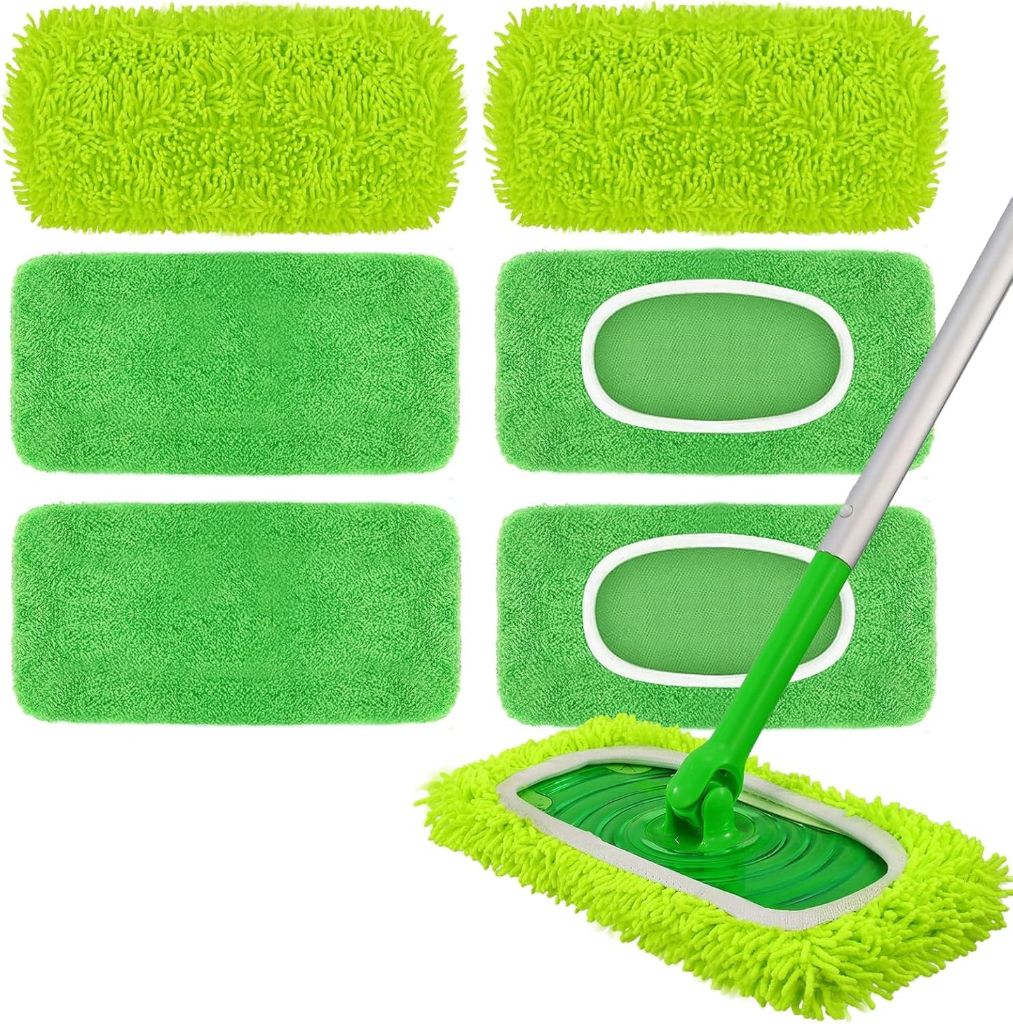 8 Pack Chenille Mop Refill Pads, Reusable Microfiber Mop Pads for 10''–12'' Flat Mops, Washable Dry& Wet Pads Refill for Hardwood, Tile, Compatible with Swiffer Sweeper