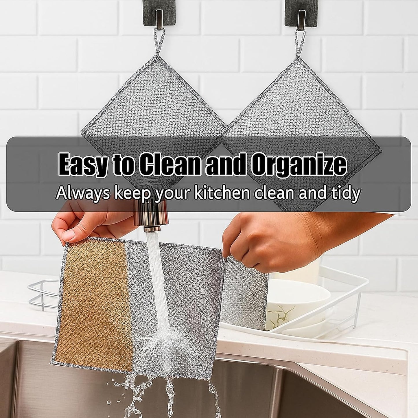 Upgraded 3-Layer Metal Dish Scrubber-6Pcs, No Scratches, Odor-Free, Multi-Purpose Stainless Steel Scouring Pad for Kitchen Cleaning – Dry & Wet Use, for Dishes, Cookware, Sinks, Stove Tops (6PCS)