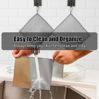 Upgraded 3-Layer Metal Dish Scrubber-6Pcs, No Scratches, Odor-Free, Multi-Purpose Stainless Steel Scouring Pad for Kitchen Cleaning – Dry & Wet Use, for Dishes, Cookware, Sinks, Stove Tops (6PCS)