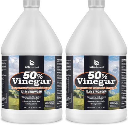 Belle Chemical 50% Pure Concentrated Vinegar – 12.5x Stronger – Indoor and Outdoor Cleaner (1 Gallon)