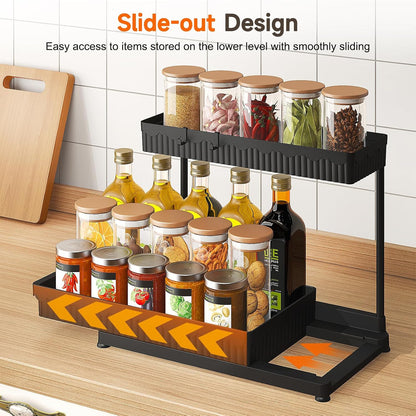 Sevenblue L-Shaped Pull-Out Storage Organizers, 3 Pack (Black, 12.85 inch)