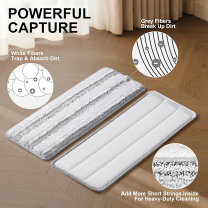 Microfiber Mop Pads, Reusable Mop Pads for Wood Floor, Compatible with JOYMOOP Mop and Bucket Set, Wet Pads Refill - 4 Pack