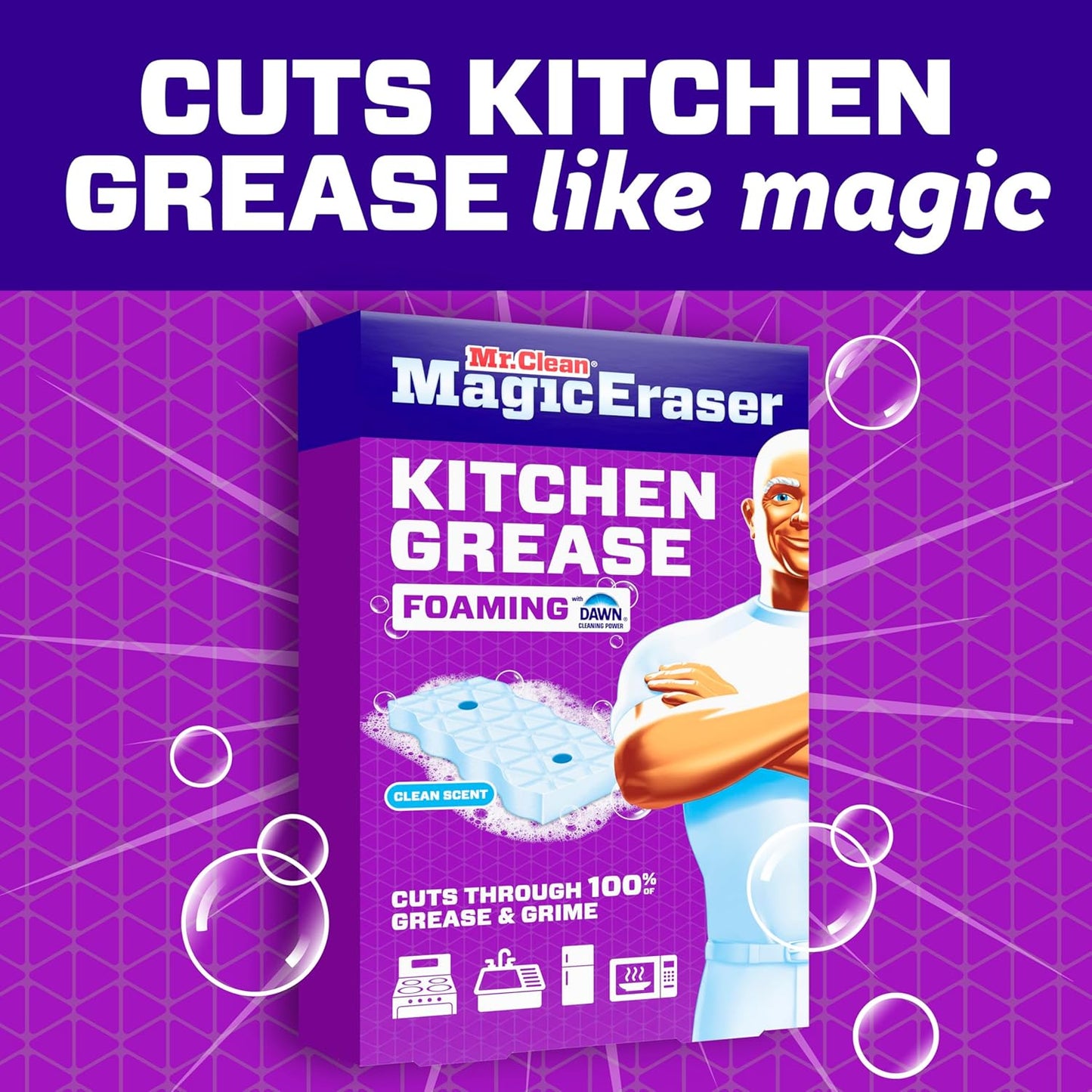 Mr. Clean Magic Eraser Foaming Sponge, All Purpose Cleaner, Dawn Cleaning Power, Wall Cleaner, Sneaker Cleaner, Oven Cleaner, Kitchen, Bathroom, Shower Cleaning Supplies, Scrubber, Ultra Foamy, 5ct