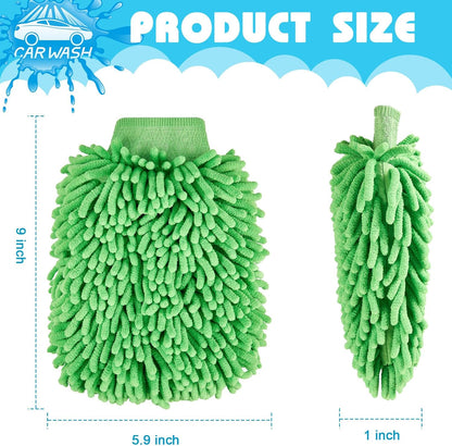 Toulite 8 Pcs Car Wash Mitt Chenille Microfiber Wash Mitt Double Sided Glove Cleaning Drying Mitts (7.48 x 10.24 Inch,Bright Colors)