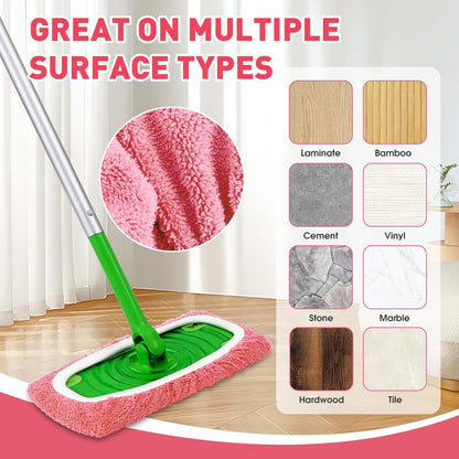 12Pcs Reusable Microfiber Mop Pads Compatible with Sweeper Mops,Dry Sweeping Cloths & Wet Mopping Pads Refills,Washable Mop Pads for Floor Cleaning