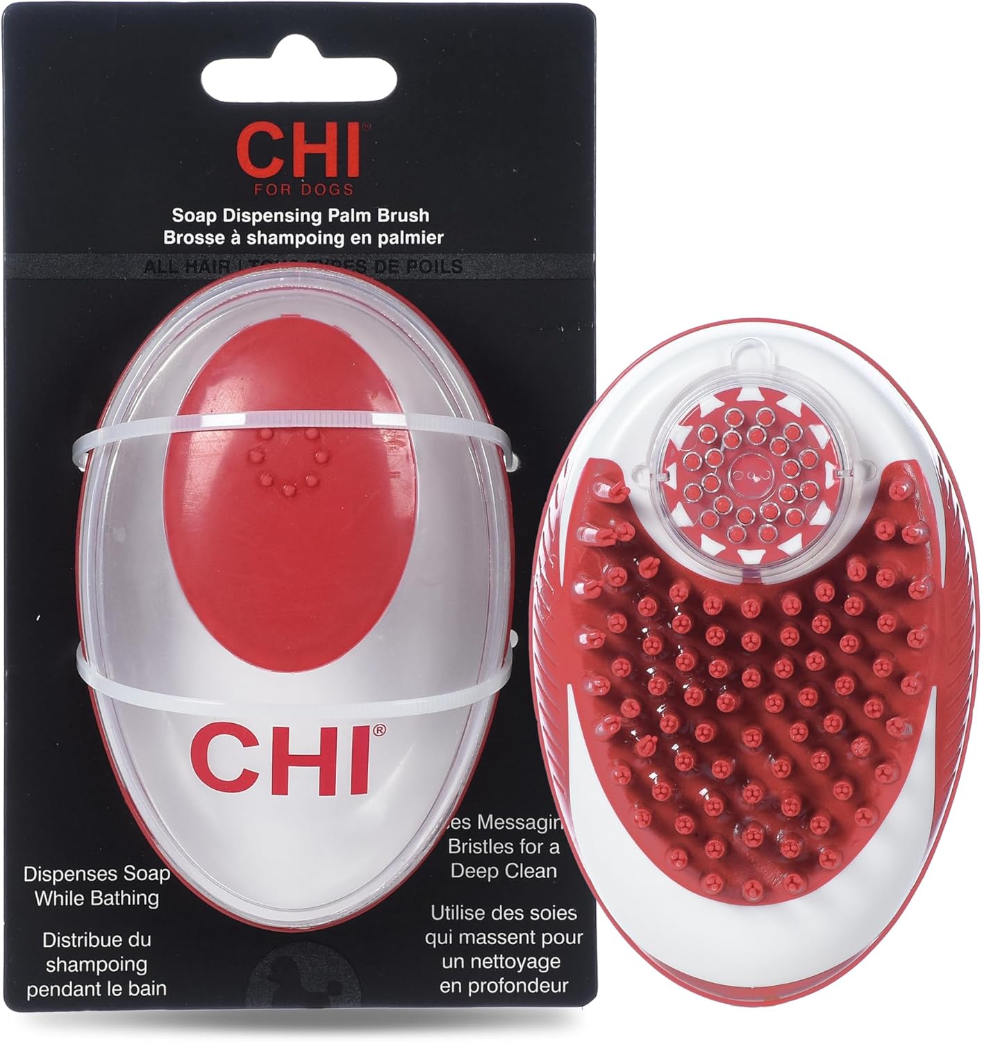 CHI for Dogs Rubber Fur Accumulator Brush, Dog Grooming Tool for Removing Loose Hair and Lint from Coats Furniture Clothing and Car Seats, Flexible Rubber Bristles, Easy Clean Grooming Brush