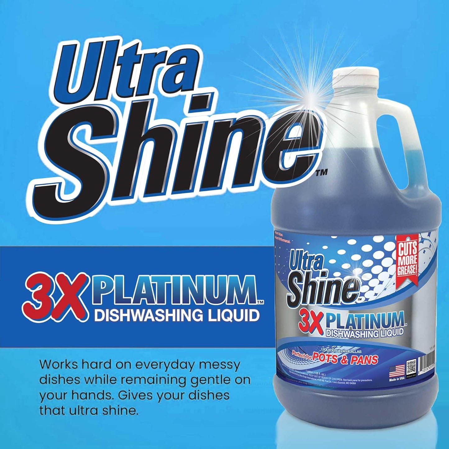 Ultra Shine 3X Platinum Bulk Dishwashing Liquid, Powerful Grease Remover, 5-Gallon - Concentrated Dish Cleaner Soap for Commercial Kitchens, Restaurants & Home Cleaning, Gentle on Hands & Skin