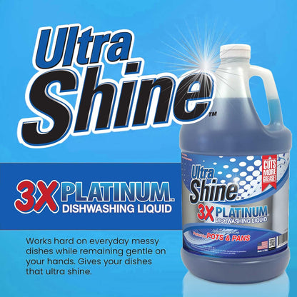 Ultra Shine 3X Platinum Bulk Dishwashing Liquid, Powerful Grease Remover, 5-Gallon - Concentrated Dish Cleaner Soap for Commercial Kitchens, Restaurants & Home Cleaning, Gentle on Hands & Skin