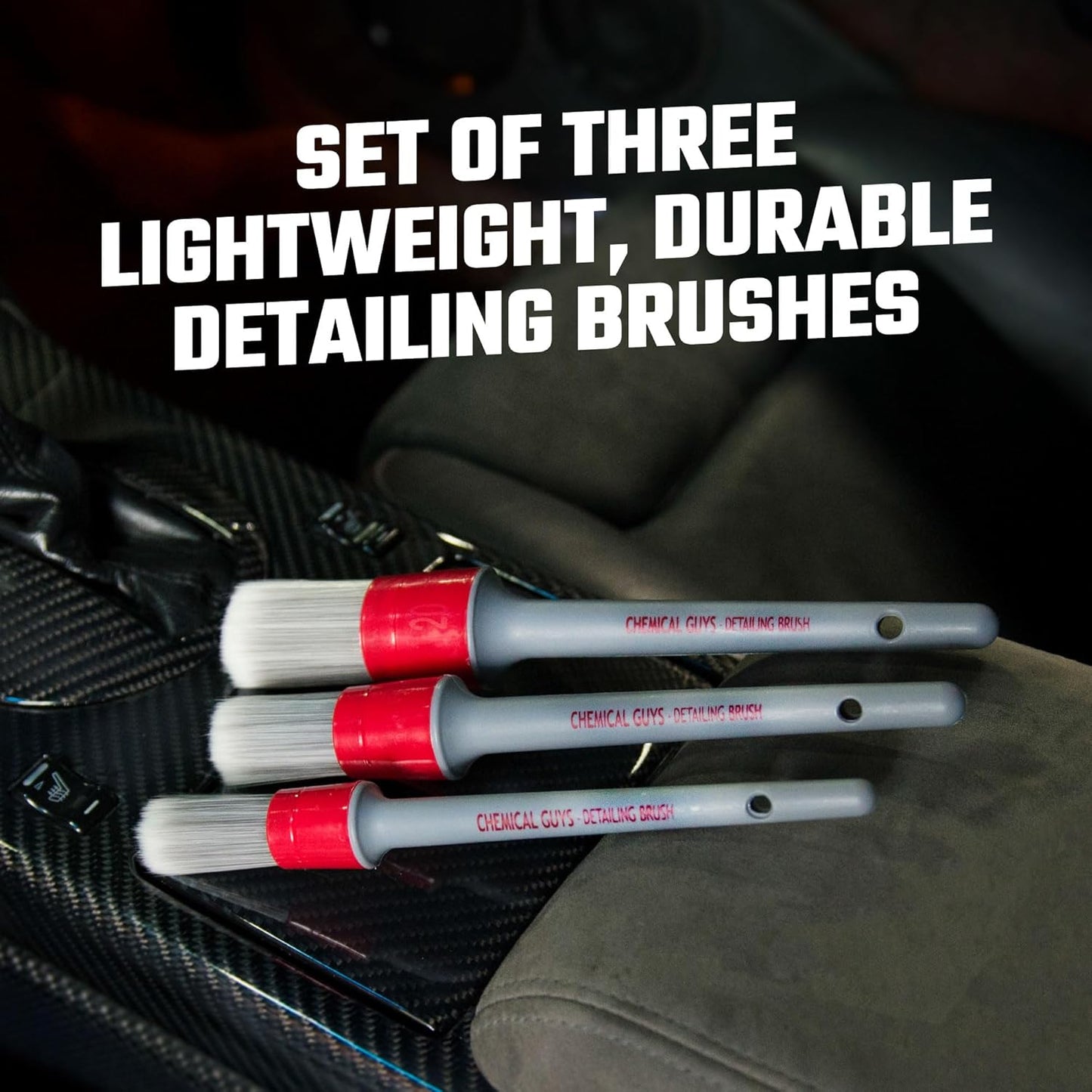 Chemical Guys Boars Hair Detailing Brush - Gentle Scratch-Free Cleaning for Wheels, Grilles, Emblems, and Interior Surfaces - Versatile Multi-Purpose Auto Detailing Brush for Deep Cleaning - Acc_S90