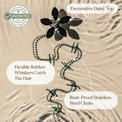 DrainWig Shower Drain Hair Catcher – Disposable Bathroom Hair Trap, Easy to Install in Shower Drain Cover, Helps Prevent Clogs – As Seen on Shark Tank – White Flower (2-Pack)