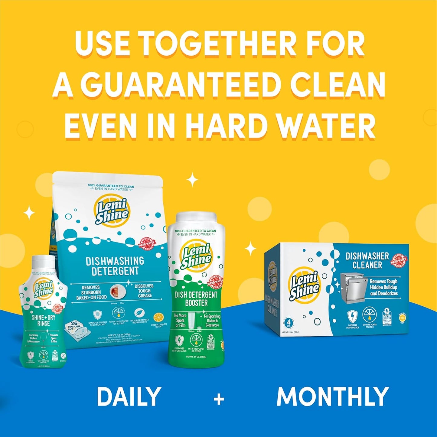 Lemi Shine Natural Dishwasher Pods | All-In-One Powder & Gel Dishwasher Detergent Pods with Powerful Citric Acid | Eco Friendly Dish Wash Cleaning Supplies (26 Count)