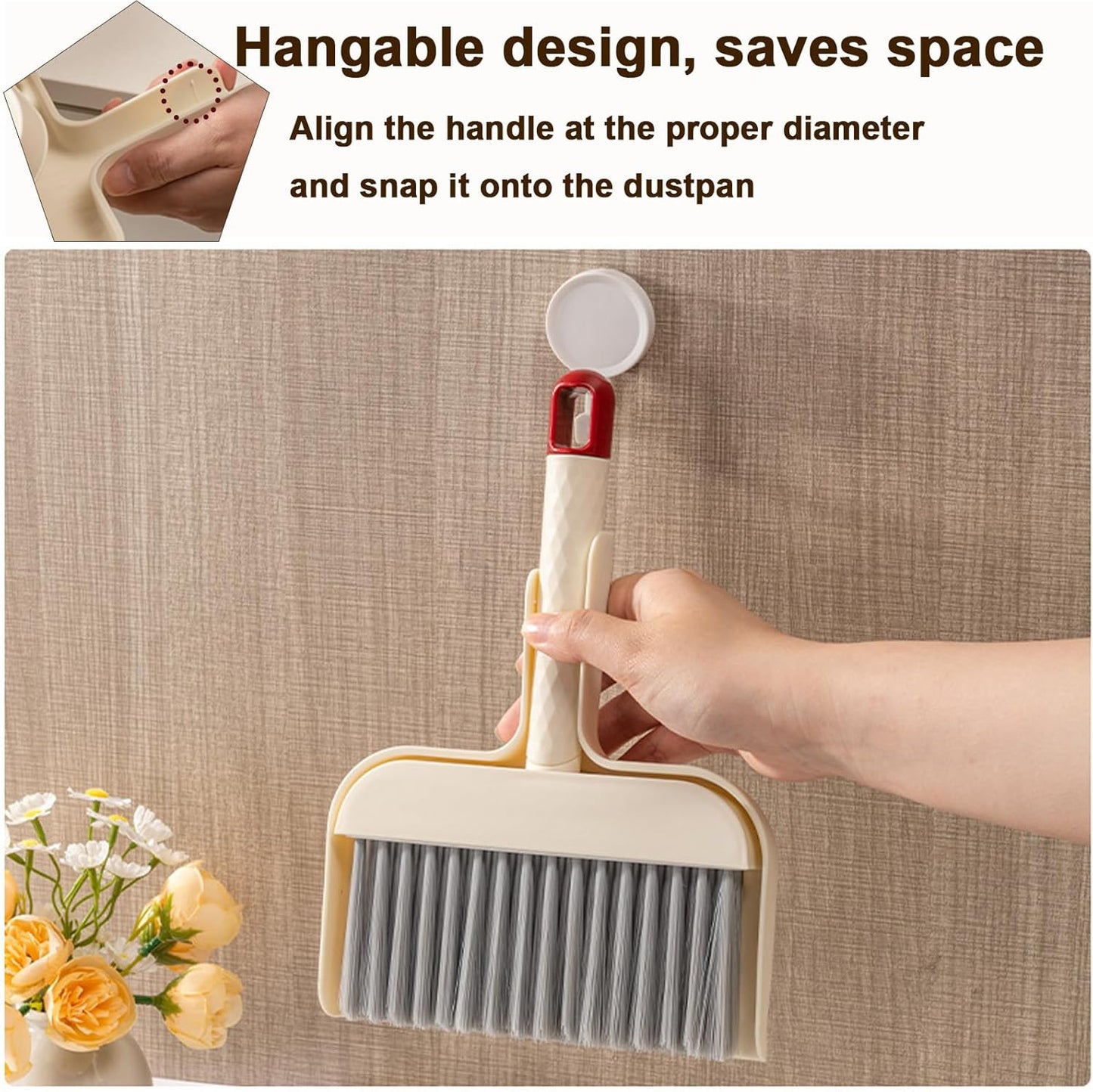 Mini Handheld Broom and Dustpan Set, Small Dust Pan and Brush Set Cleaning for Keyboard, Tabletop, Office Desk, Camping, Gardening, Pet, Car, Tiny Broom with Dustpan Combo for Children Learn Cleaning