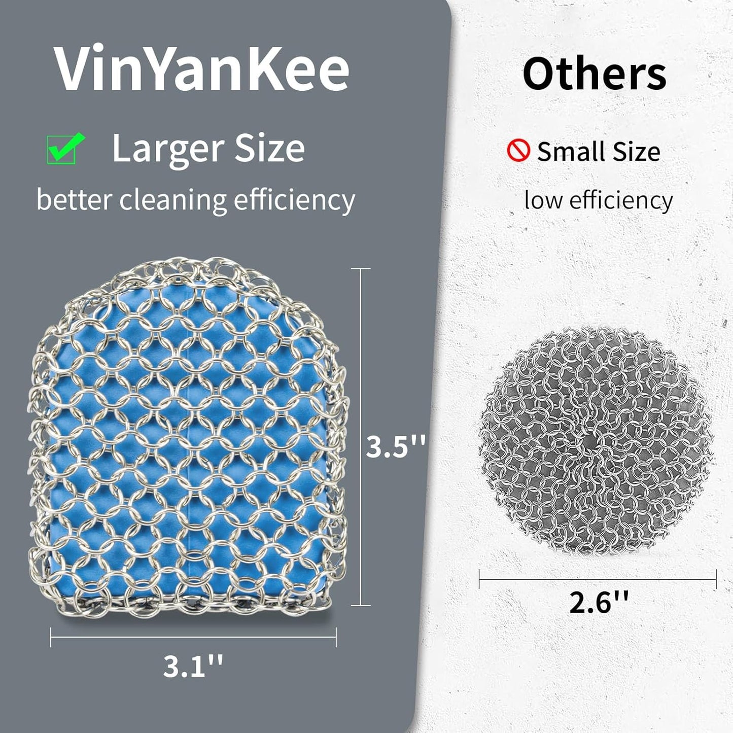Cast Iron Scrubber with Pan Scraper, 316 Chainmail Scrubber, Upgraded Chain Mail Scrubber Sponge, Cast Iron Cleaner for Pan Skillet Wok Carbon Steel, Dutch Oven Metal Brush Cleaning Kit, Black