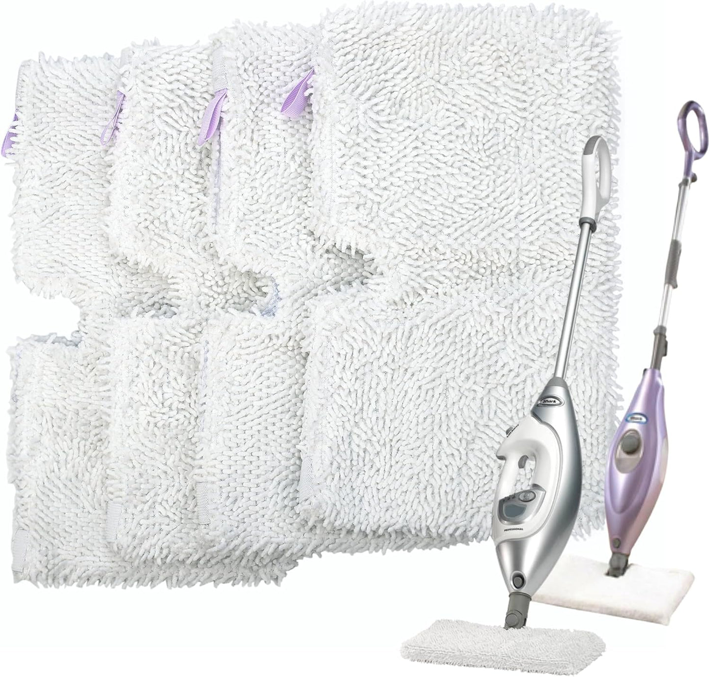 F Flammi 8-Pack Replacement Pads Compatible with Shark Steam Pocket Mop S3501 S3601 S3901 S3550 S3801 SE450, Double-Sided Microfiber Refills for Hardwood Tile Floor, Professional Scrubbing Strips