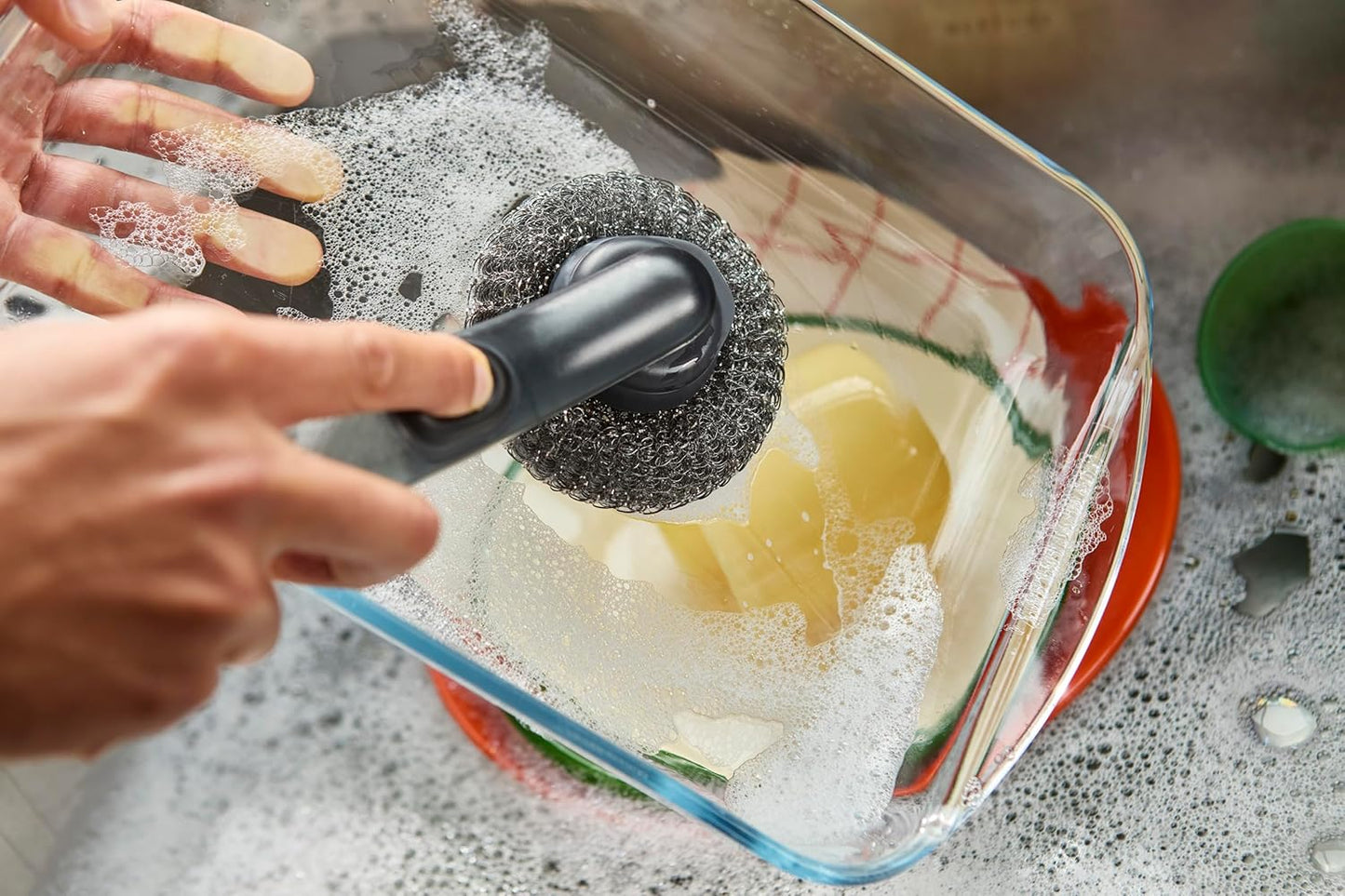 Joseph Joseph SinkTech Dish Brush with Replacement Head and Stainless-Steel Storage Stand Drip Tray