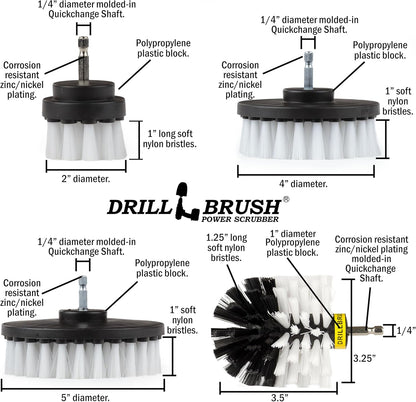 Nylon Drill Brush Attachment Set for Bathroom Cleaning - Power Scrubber Brush Kit for Bathtub, Shower, Tile, and Grout - All-Purpose Household Cleaning Brushes for Drill - Electric Grout Cleaner Kit