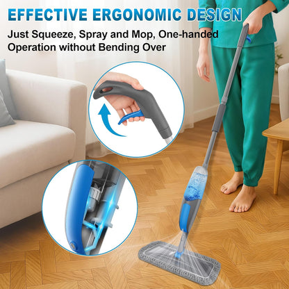 BPAWA Spray Mops for Floor Cleaning - Microfiber Wet Dry Dust Mop for Hardwood Laminate Wood Tile Vinyl Floors with 3 Washable Pads fit for Swiffer PowerMop