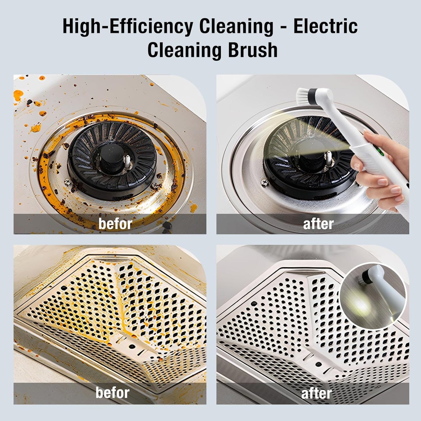 Electric Spin Scrubber, Rechargeable Waterproof Grout Cleaning Brush with 5 Magnetic Heads for Tile Surfaces, Bathroom Crevices, Kitchen & Faucet Corners