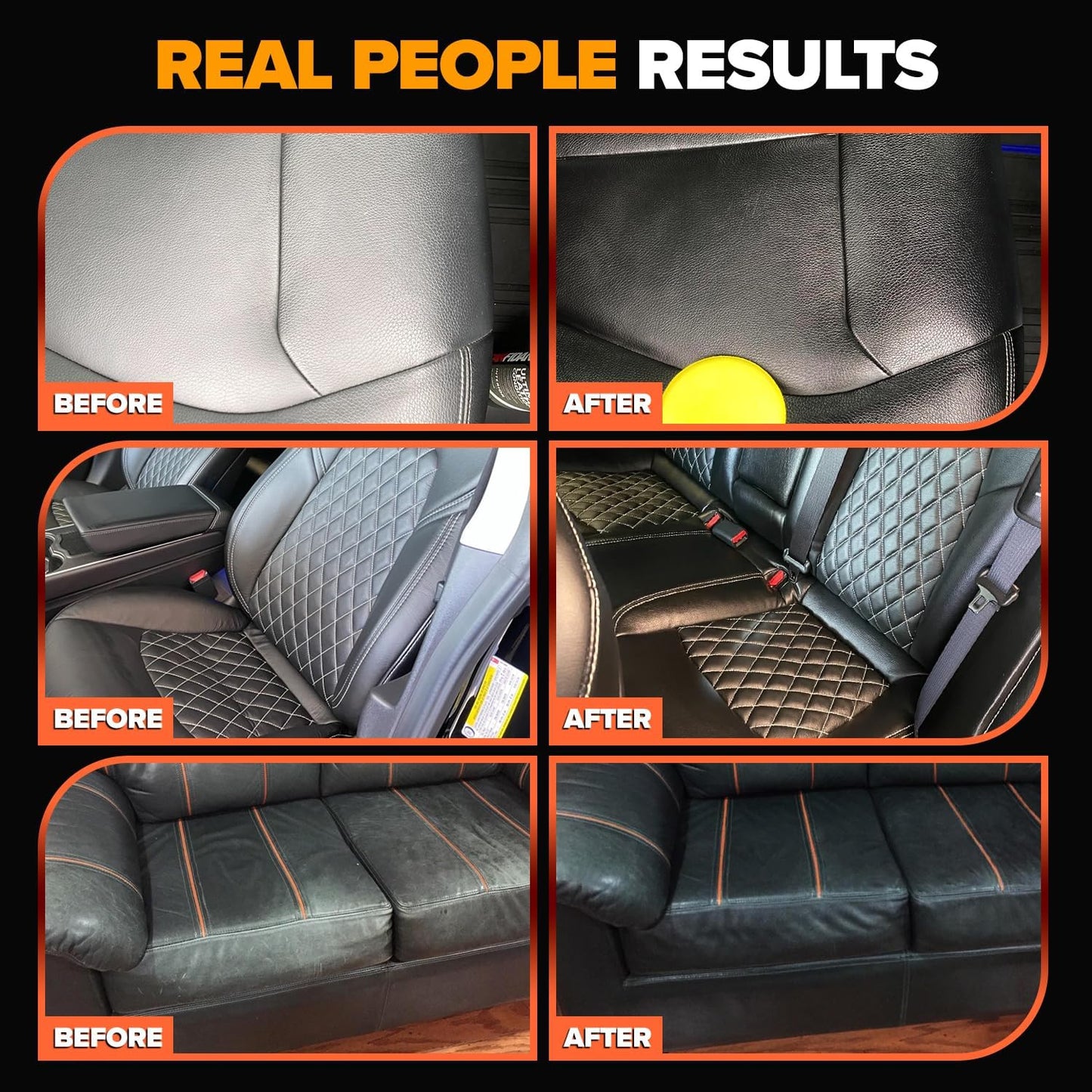 Leather Couch Cleaner - pH Neutral, Non-Toxic & Non-Greasy - Gently Removes Stains & Restores Natural Look - Safe for Car Leather Seats, Interior & Upholstery, Furniture & Sofa - 18 fl. Oz with towel