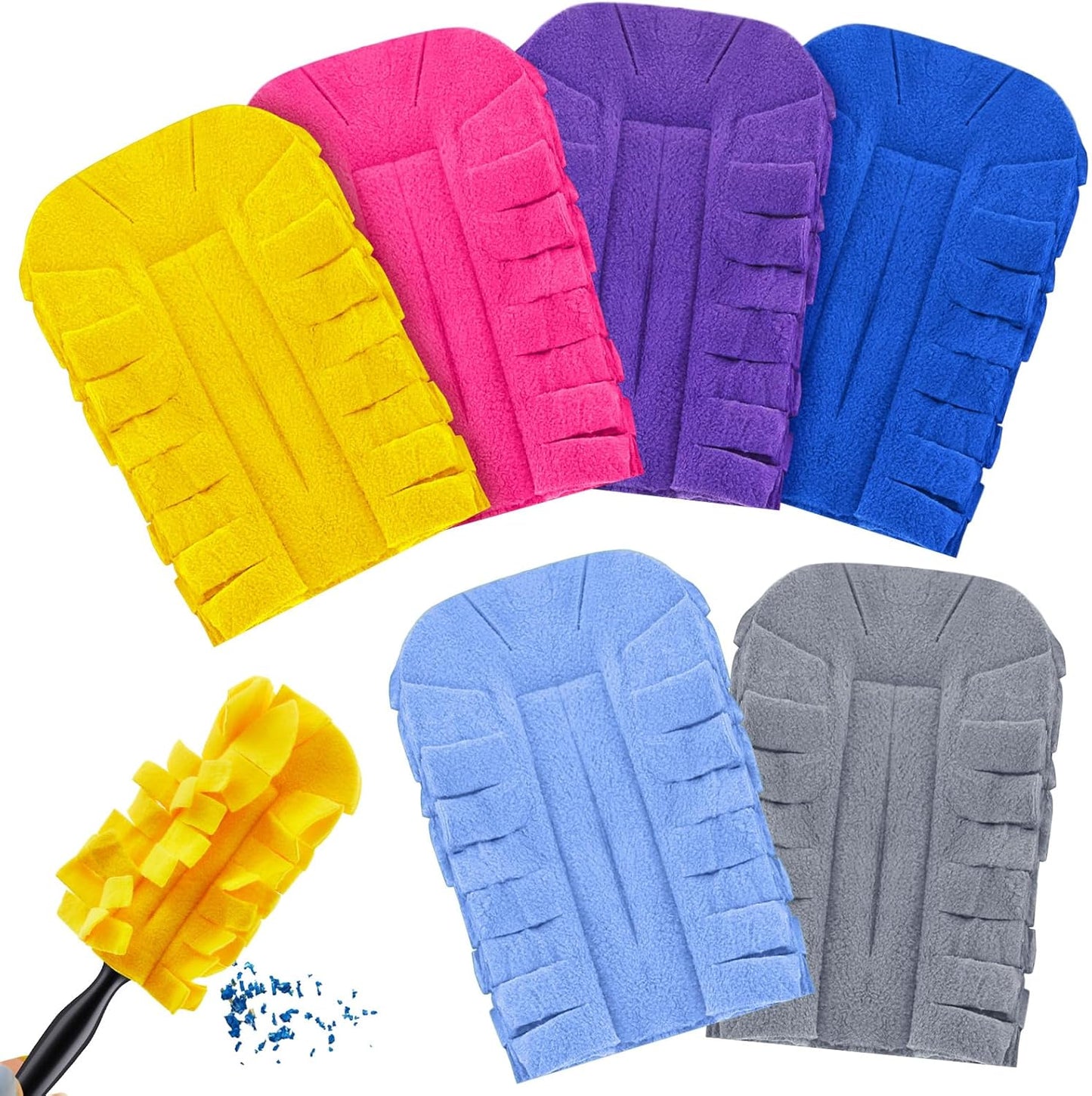 Zubebe 12 Pcs Duster Refill Reusable Fleece Duster Refills Feather Flat Dusters Multi Surface Washable Cleaning Pads Tools for Home, Blinds, Car, Pet, Furniture, Fans (Dark Color)