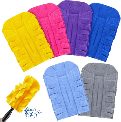 Zubebe 12 Pcs Duster Refill Reusable Fleece Duster Refills Feather Flat Dusters Multi Surface Washable Cleaning Pads Tools for Home, Blinds, Car, Pet, Furniture, Fans (Dark Color)
