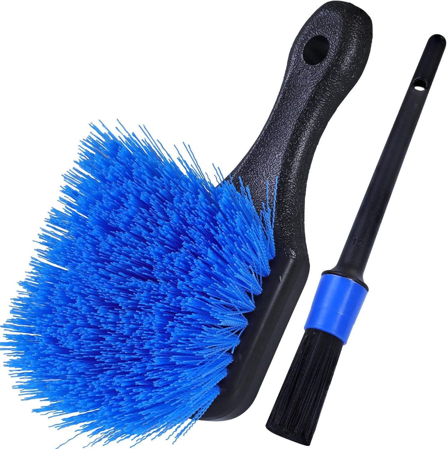 TAKAVU Wheel Tire Brush - Soft Bristle with Short Handle, Included Detailing Brush - Car Cleaning Kit for Rims, Tires, Interior Vents, Emblems - Scratch Safe