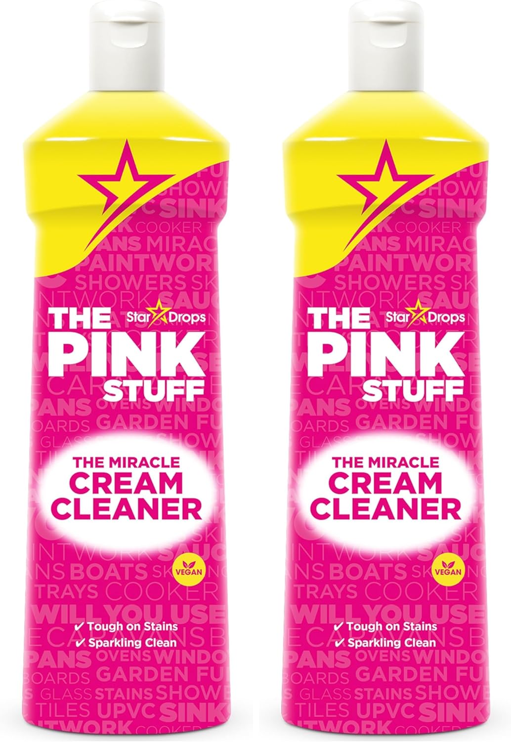 Stardrops The Pink Stuff Miracle Cream Cleaner for Stainless Steel & Multi-Purpose Surfaces – Removes Grease, Grime, Limescale & Soap Scum – Tough on Stains, Gentle on Surfaces – 500ml