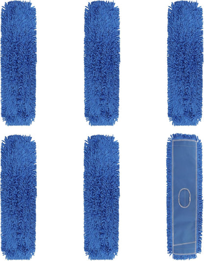 3 Pack 24 Inch Microfiber Dust Mop Head, Medium Washable Commercial Sweeper and Janitorial, Blue