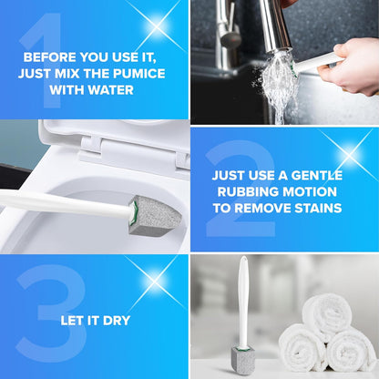 DISIWENE Pumice Cleaning Stone with Handle Toilet Bowl Cleaner Hard Water Ring Remover for Bath/Pool/Kitchen/Household Cleaning (2, 2 Pack with Handle)