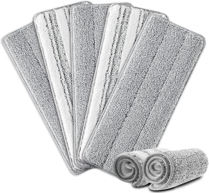 Flat Mop Pads, 3 Pack 13" X 4.9" Microfiber Mop Pad/Refill/Head, Mop Pads Washable Microfiber Squeeze Cleaning Mop Heads Replacement - White and Grey
