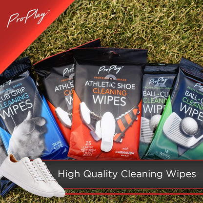 ProPlay Athletic Shoe Cleaning Wipes | Carnauba Wax Included | Repels Water from Shoes | Powerful Cleaner that Removes Dirt, Grass, and Sand | Convenient, Resealable Pack - Unscented 1 Pack
