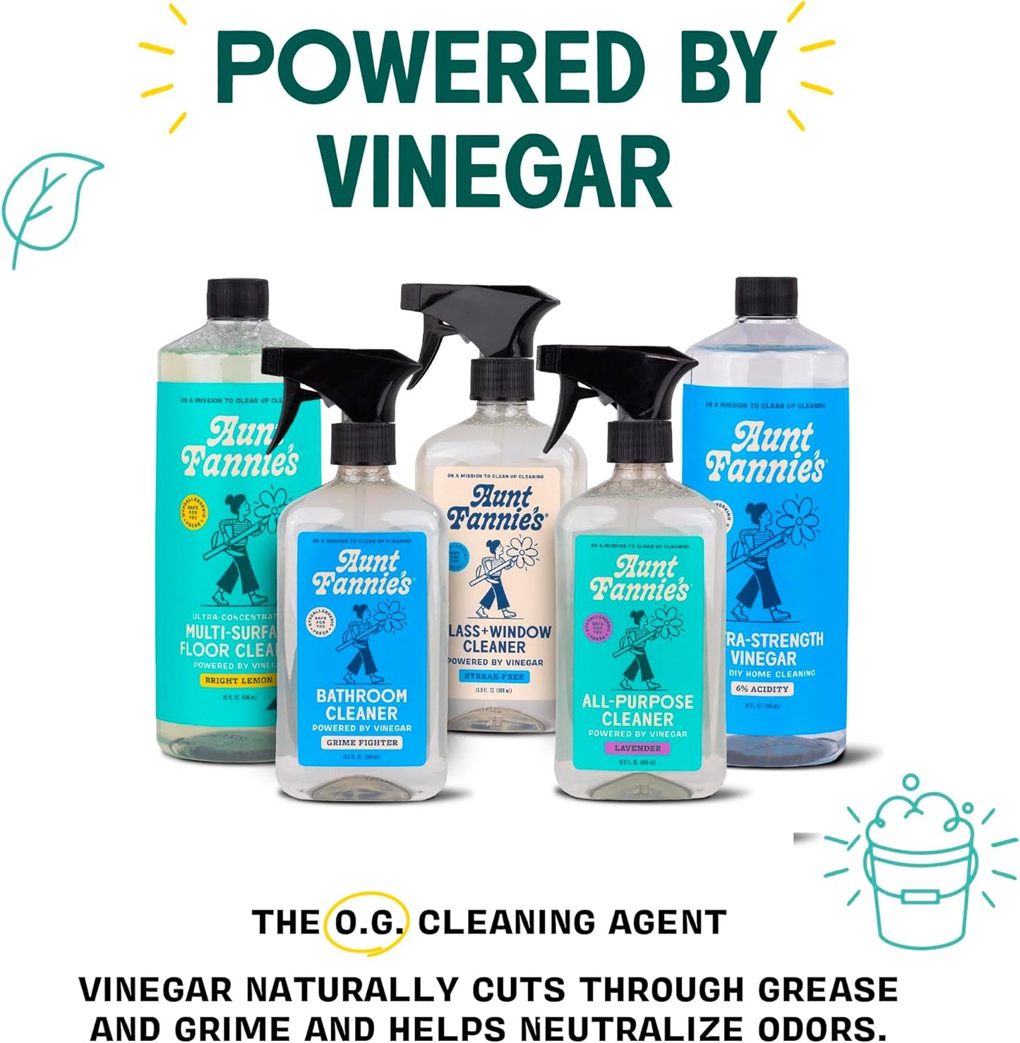 Aunt Fannie's Extra Strength Cleaning Vinegar, 32 Ounce, Multipurpose Household Cleaner, No Added Scents, Dyes, or Other Additives, Pack of 1