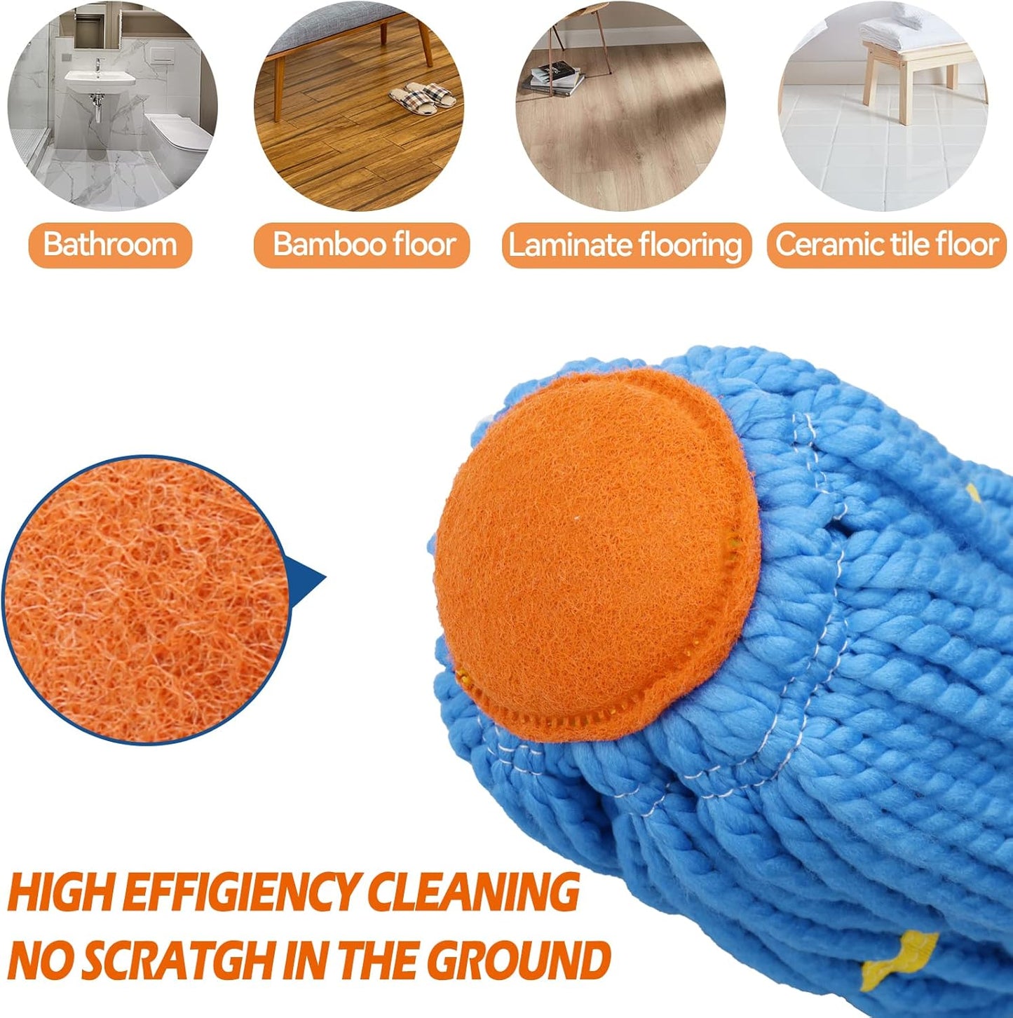 KeFanta Self-Wringing Twist Mop for Floor Cleaning, Long Handled Microfiber Floor Mop with Top Scouring Pad for Kitchen, Hardwood, Restaurant, Bathroom, Garages, Warehouses, Office,57-inch