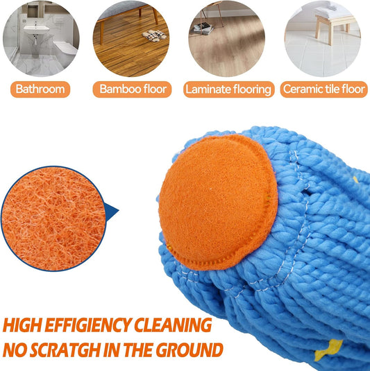 KeFanta Self-Wringing Twist Mop for Floor Cleaning, Long Handled Microfiber Floor Mop with Top Scouring Pad for Kitchen, Hardwood, Restaurant, Bathroom, Garages, Warehouses, Office,57-inch